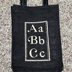 Black Alphabet Print Tote Bag